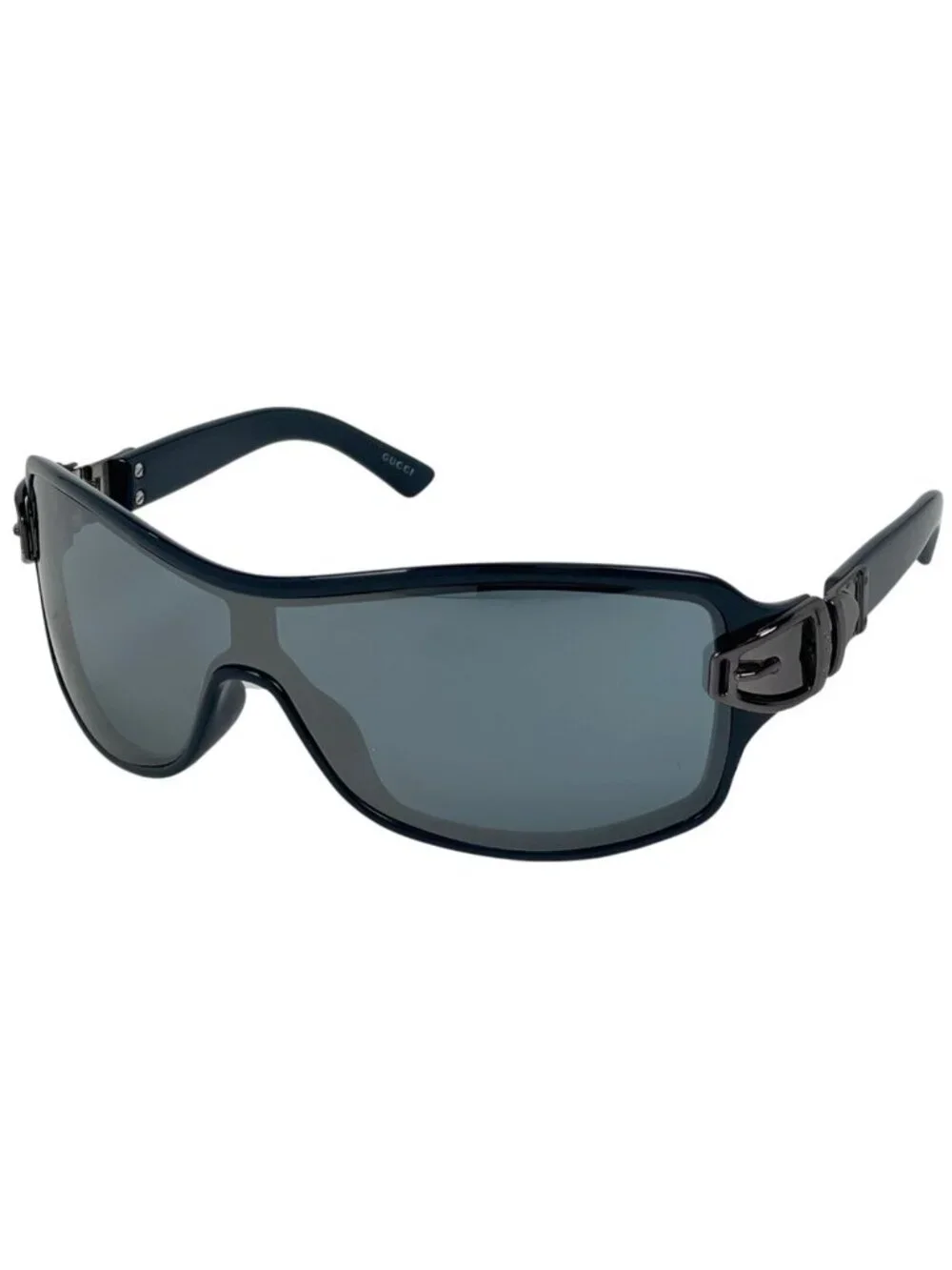 Gucci Logo Sunglasses Mirror Lens Acetate Blue Eyewear